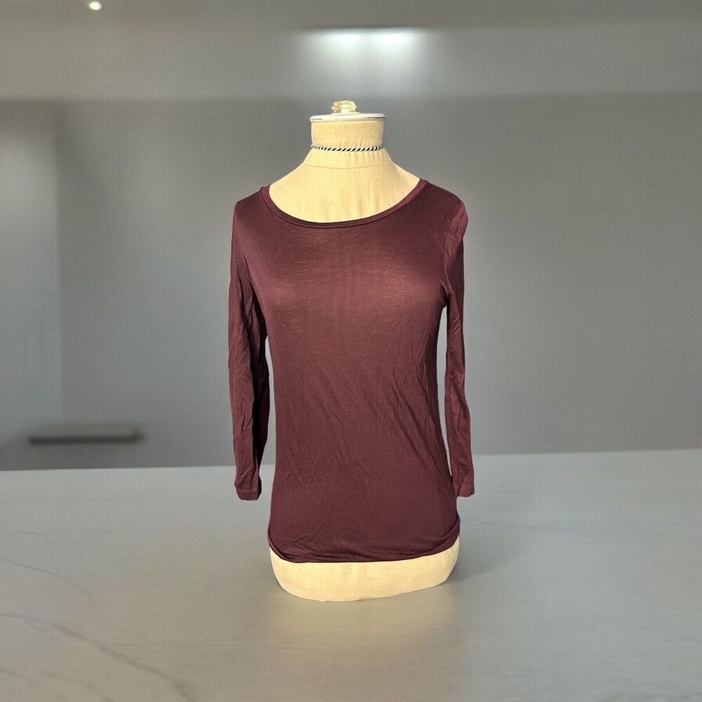 J.Brand Burgundy Long Sleeve Tee layering Size XS